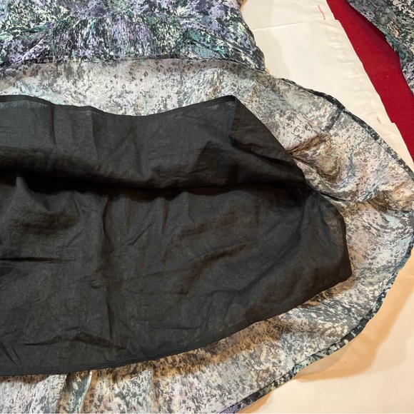 IRO DENIZ Blue Purple abstract DRESS NEW LUXURY A0554 Cotton Ruched Waist sz 34 - Picture 13 of 16